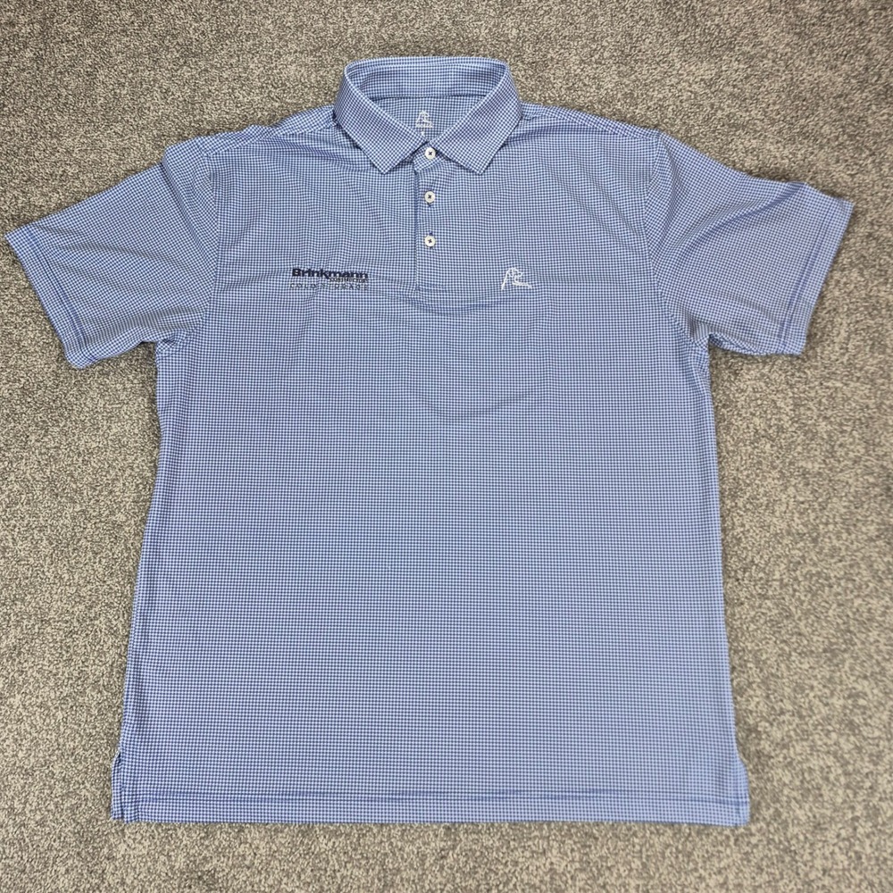 Rhoback Polo Shirt Mens Large Blue Houndstooth Performance Golf Stretch
